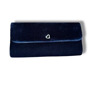 Black Velvet Clutch vintage Victoria’s Secret purse bag with gold heart charm